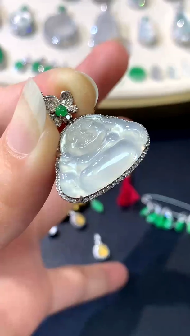 吊坠(不含链)18K金镶嵌翡翠A171|多样性发其一|1980