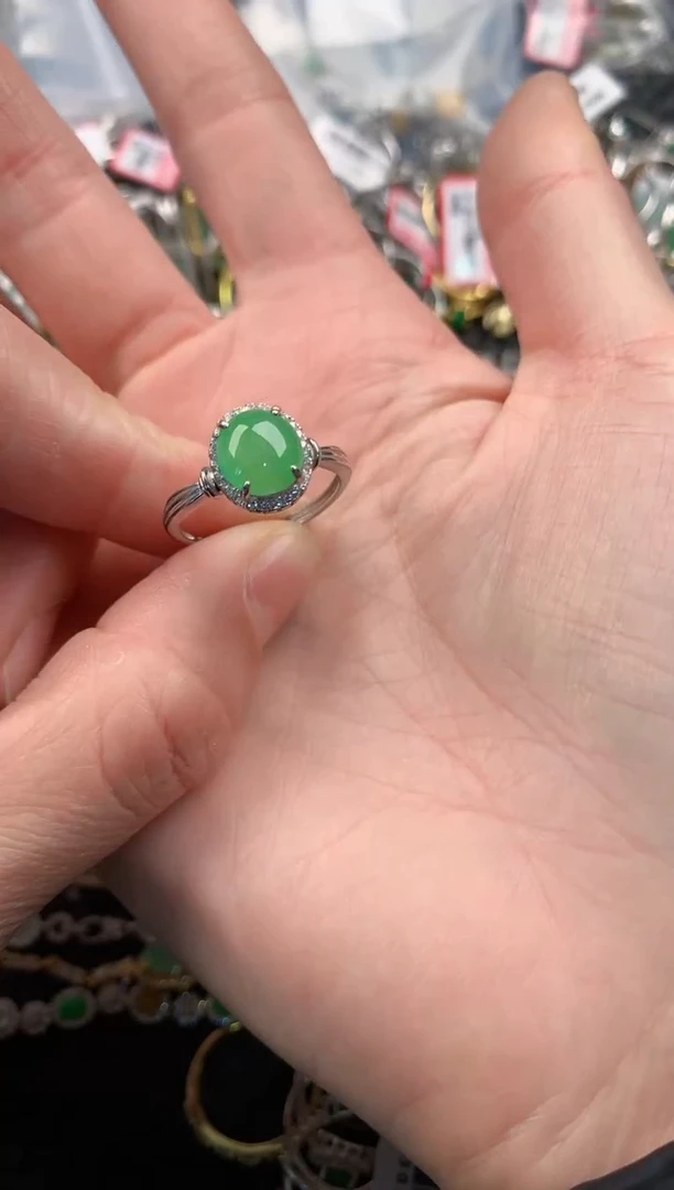 银S925镶嵌戒指翡翠4        7