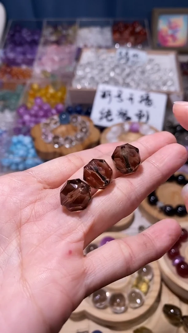 未镶嵌手串水晶茶水晶切面圆珠宽卡13+单颗