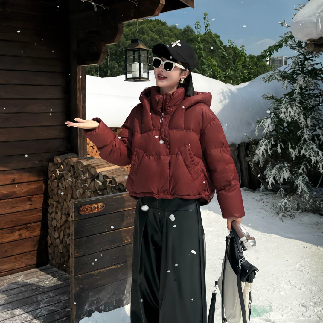 2024年新款时尚白鸭绒保暖加厚短款羽绒服休闲百搭