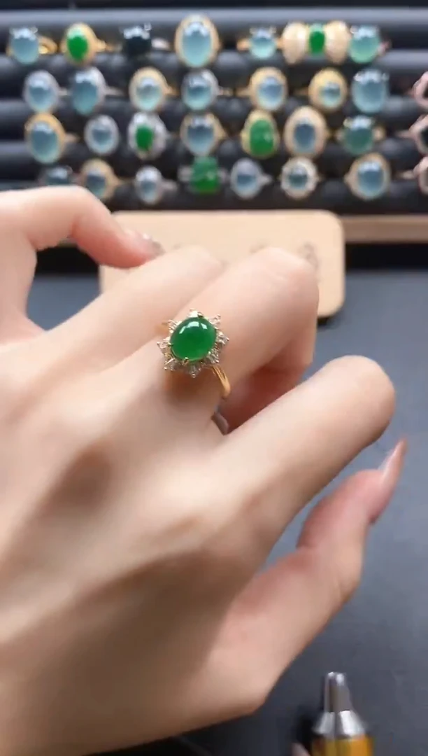 银S925镶嵌戒指翡翠51511