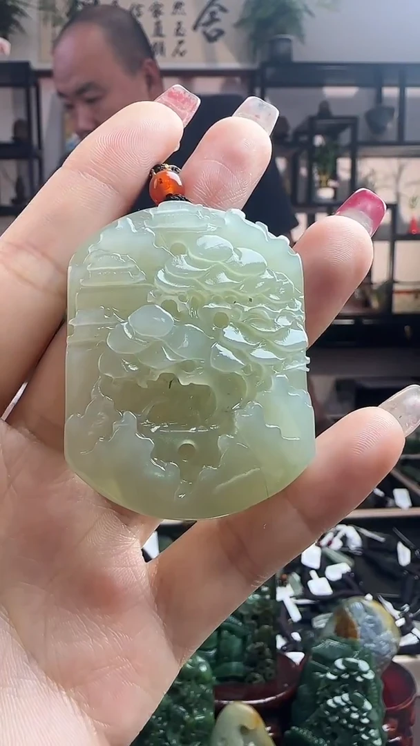 颈饰未镶嵌和田玉晴水山水牌