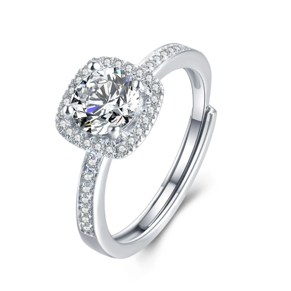 925银莫桑石戒指 悦己 I'm ok . LA 方围 925银饰莫桑戒 MSR.031