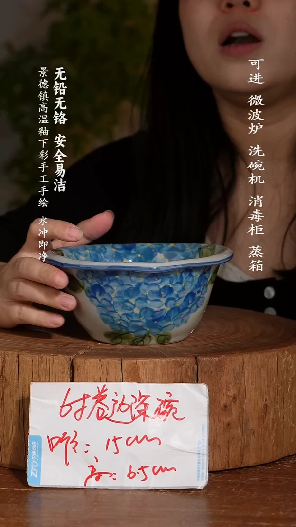 碗陶瓷景德镇高温瓷釉下彩手绘陶瓷