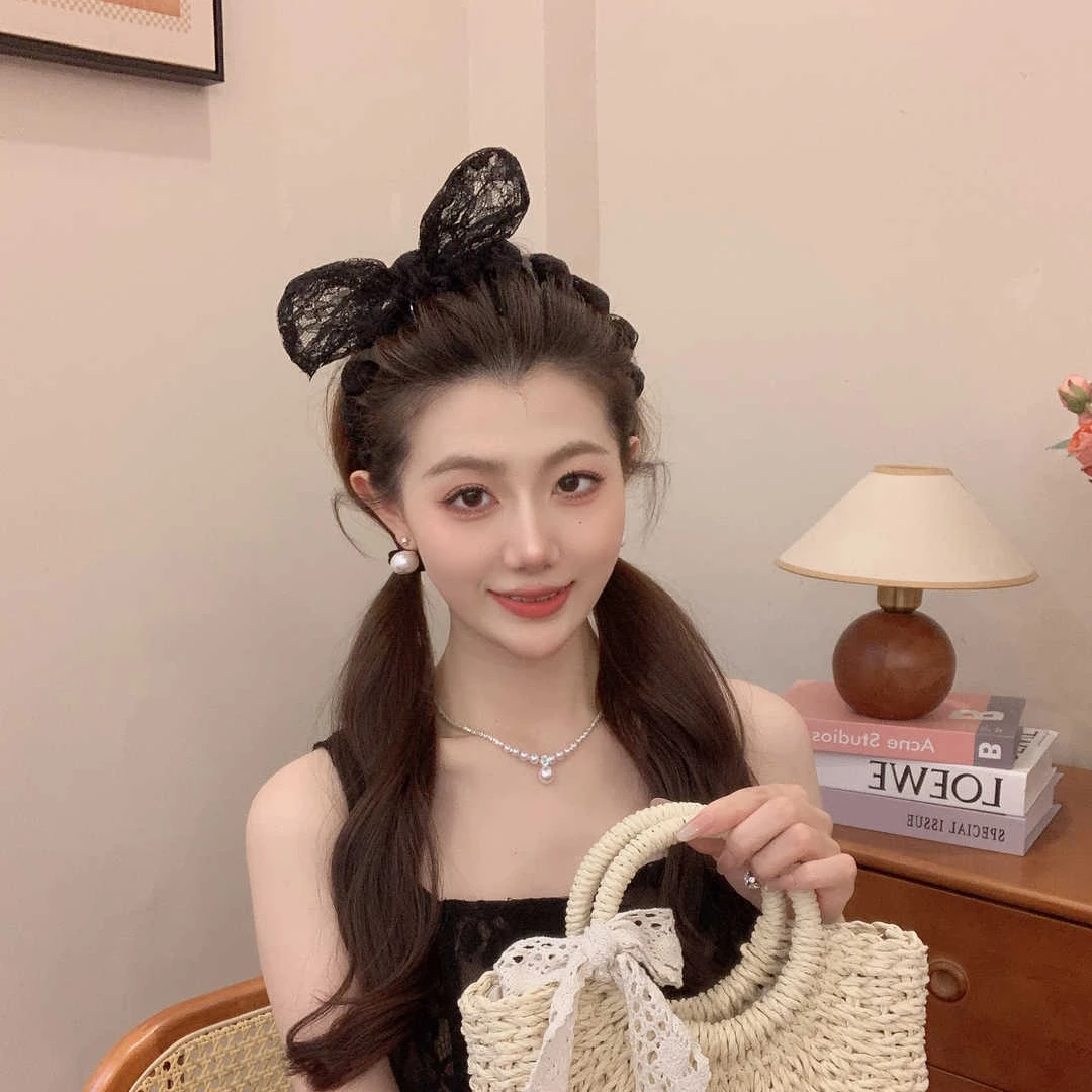 日韩感头饰法式森系百搭蕾丝蝴蝶结可爱俏皮兔子耳朵发箍发发饰