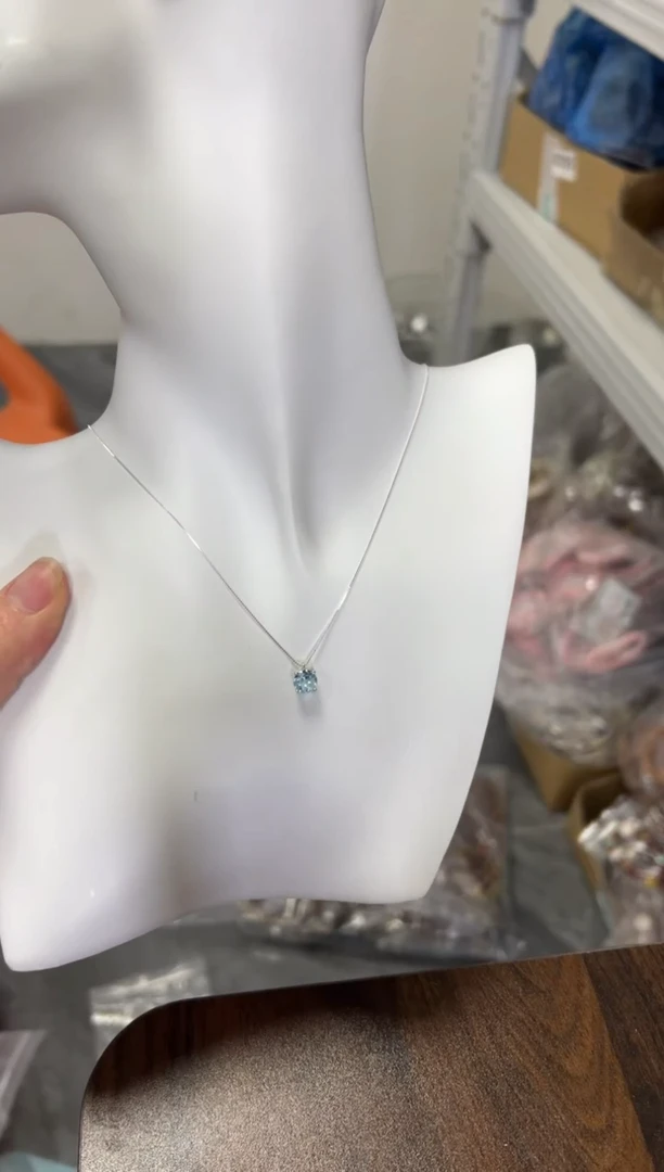 颈饰托帕石银S925镶嵌托帕石银吊坠项链[1620]