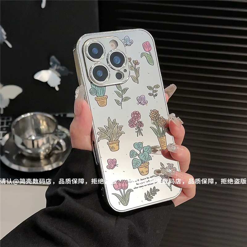 电镀直边镜面壳适用苹果16iPhone/华为荣耀/OPPO/VIVO/小米手机壳