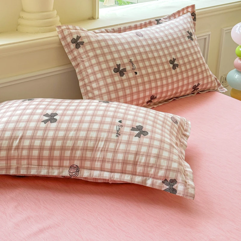 透气简约风刺绣枕套48x74枕头套（颜色随机）（款式随机）