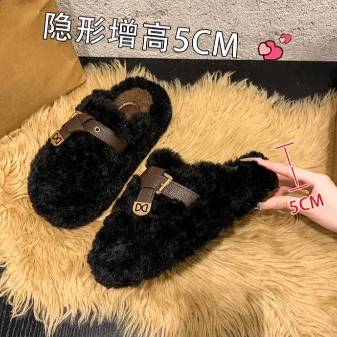毛毛拖鞋女冬季加绒外穿网红爆款2025新款超火羊羔毛包头棉拖鞋子