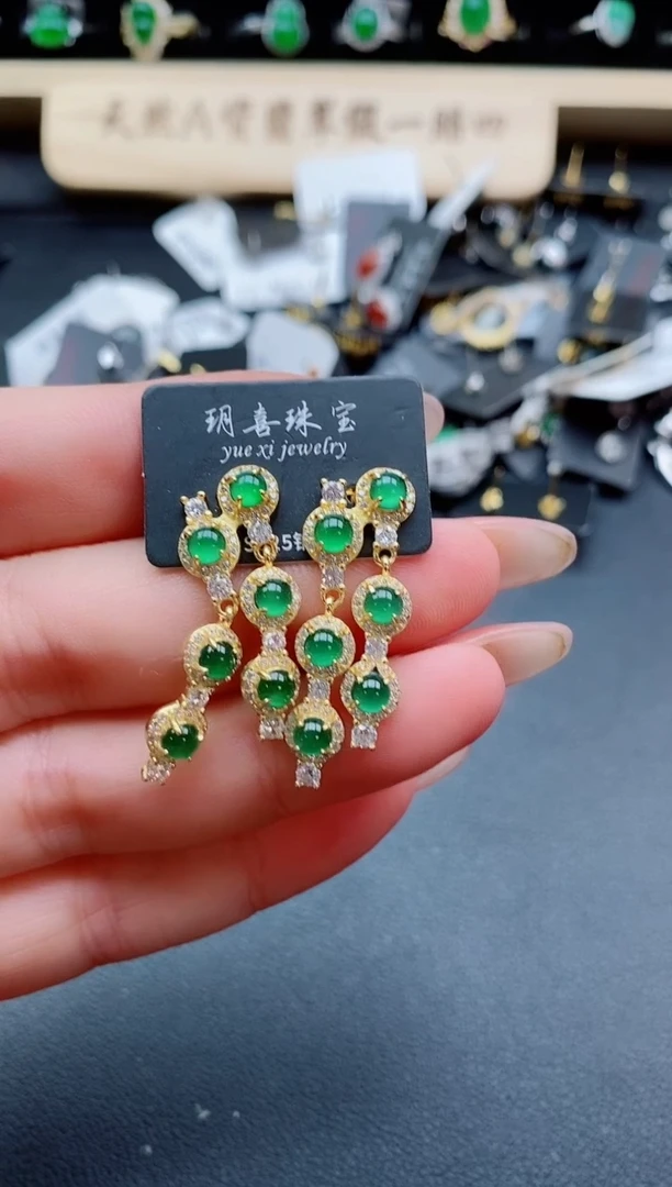 银S925镶嵌戒指翡翠1