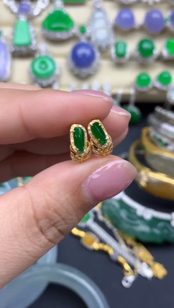 【闪购商品】翡翠耳饰18K金镶嵌362-中国好珍宝