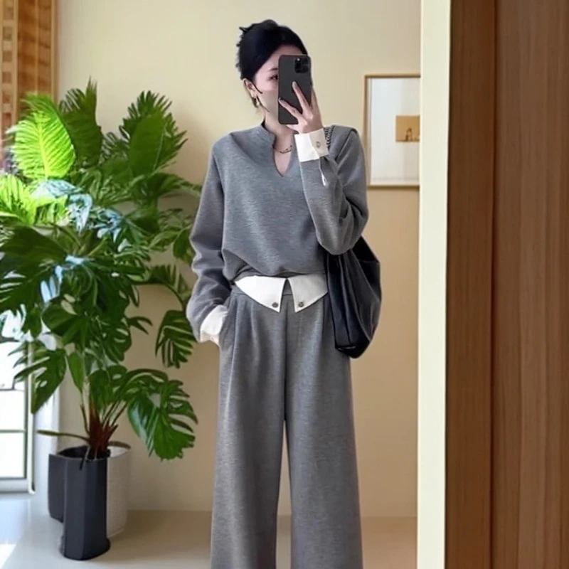 炸街又a又飒休闲运动套装女春秋款感长袖卫衣高腰阔腿裤两件套潮