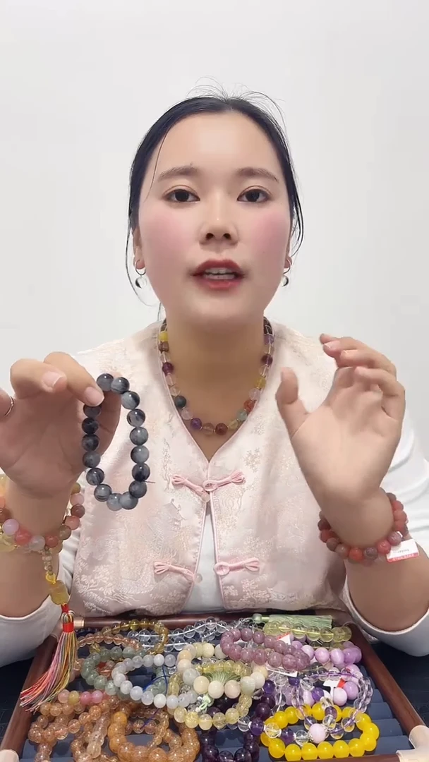 水晶摆件未镶嵌天然黑发金手链99