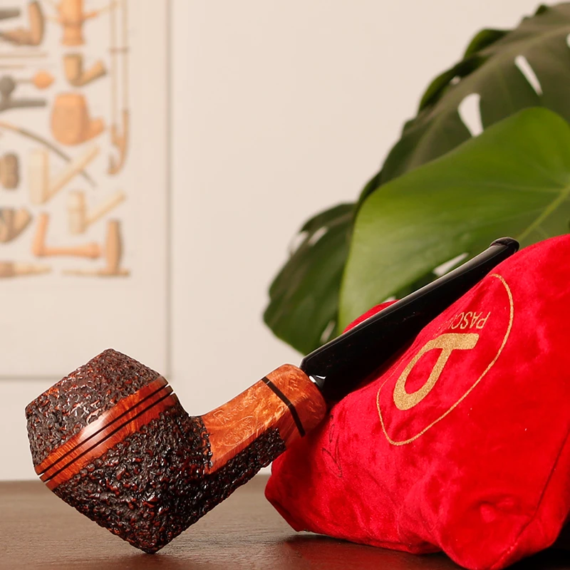 意大利帕斯库奇Pascucci 海盐喷砂牛头直斗 手工石楠木烟斗