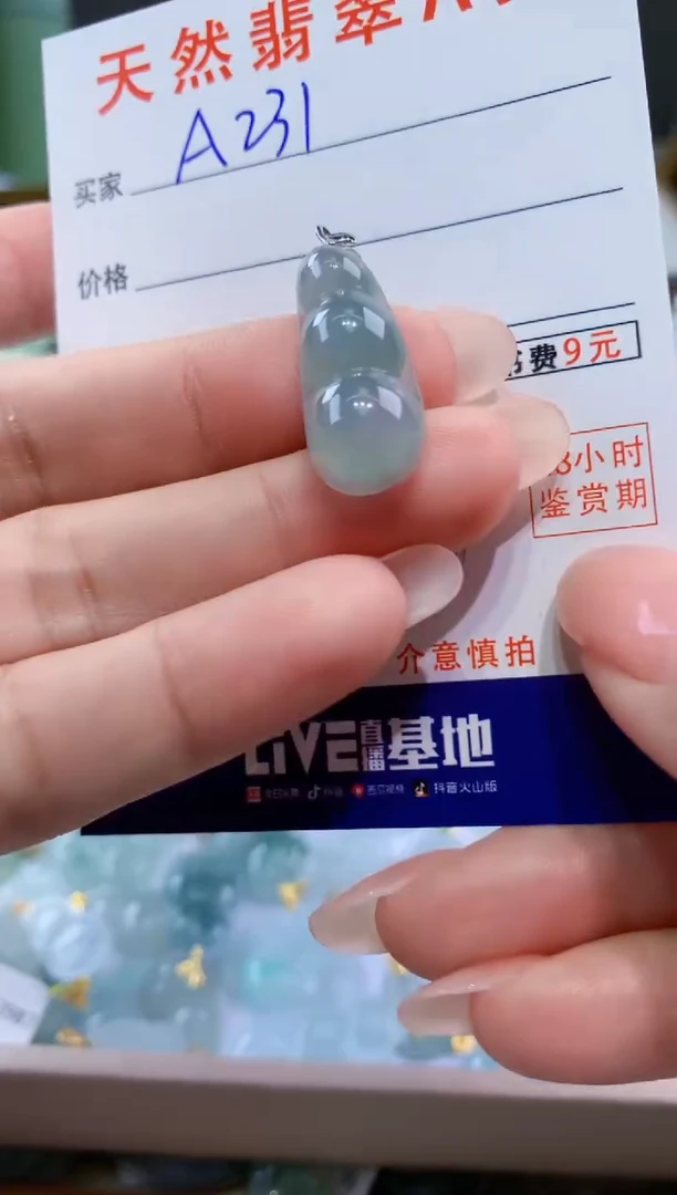 颈饰18K金镶嵌翡翠天然翡翠A货挂件