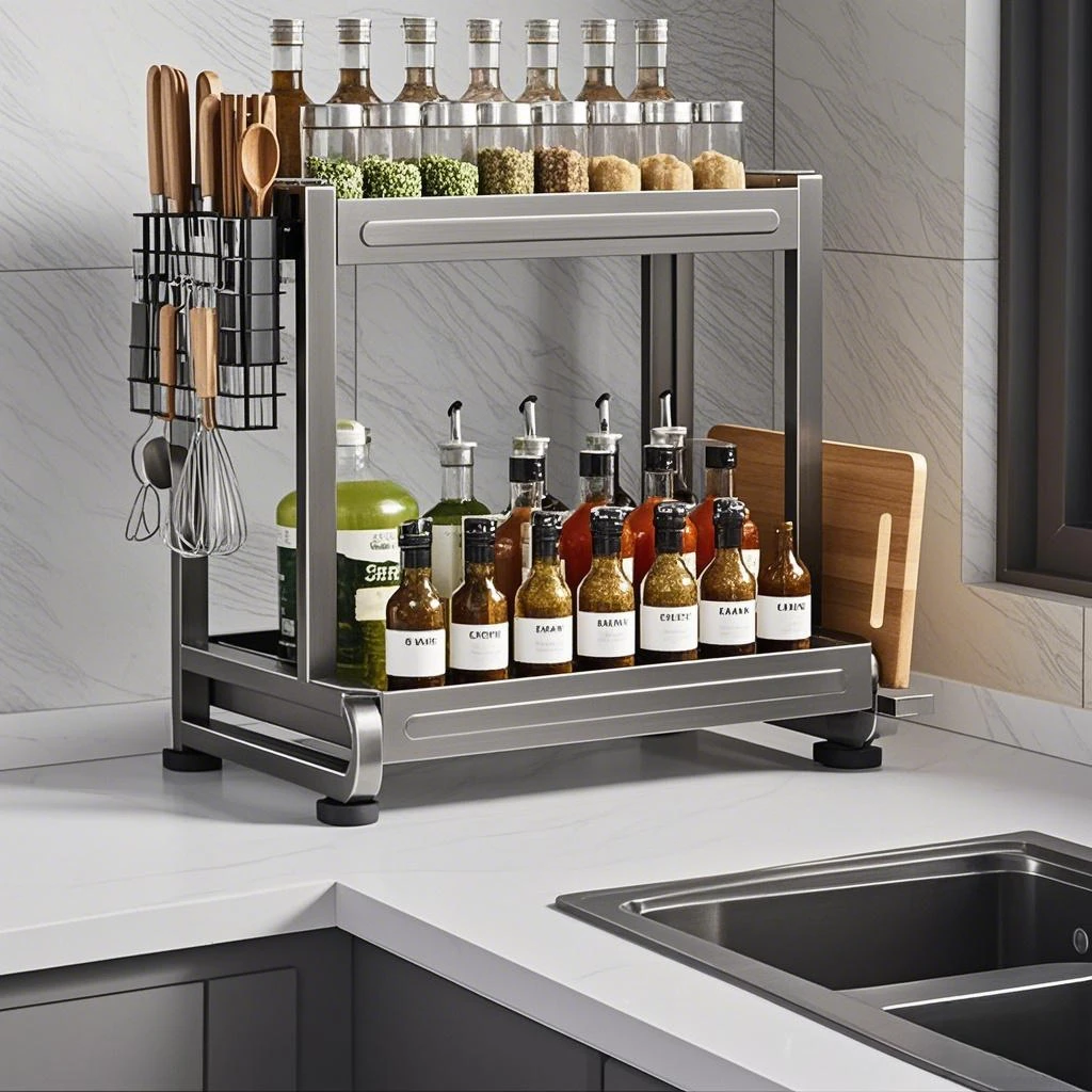 多朋厨房调料置物架多功能调味品盐调味罐收纳盒台面调料储物架