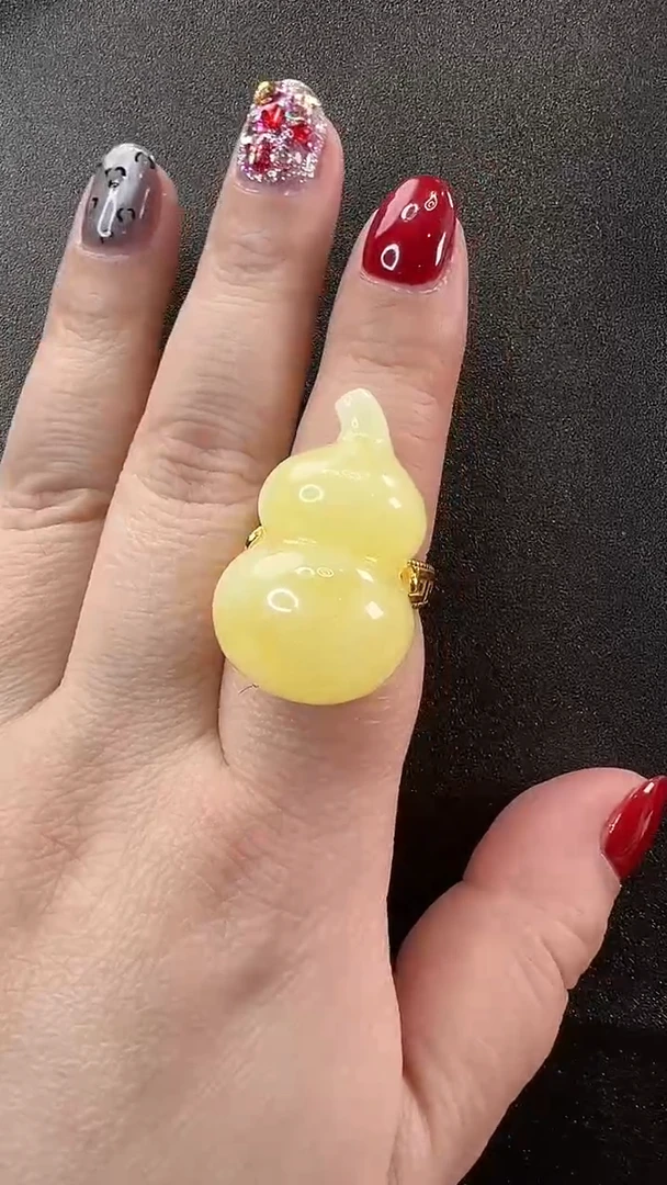 【闪购商品】琥珀戒指银S925镶嵌戒指