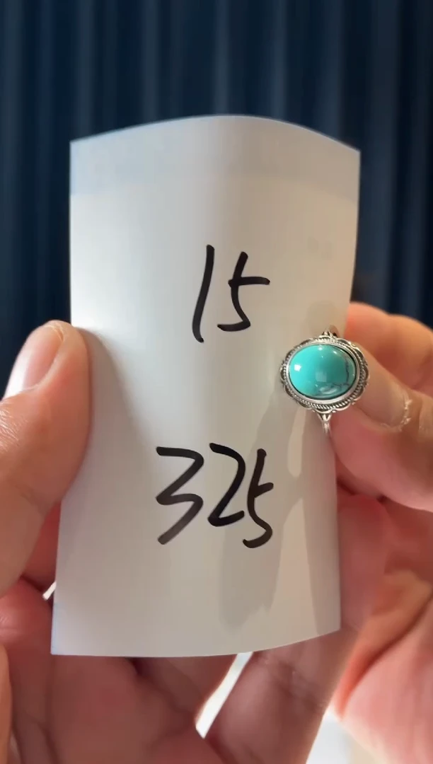 银S925镶嵌绿松石戒指噶玛珠宝