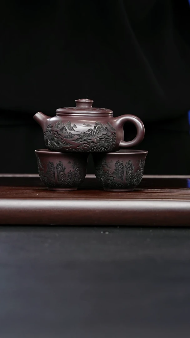 紫砂壶3宜兴紫砂 道洪汉瓦壶赤龙血砂 赵园静