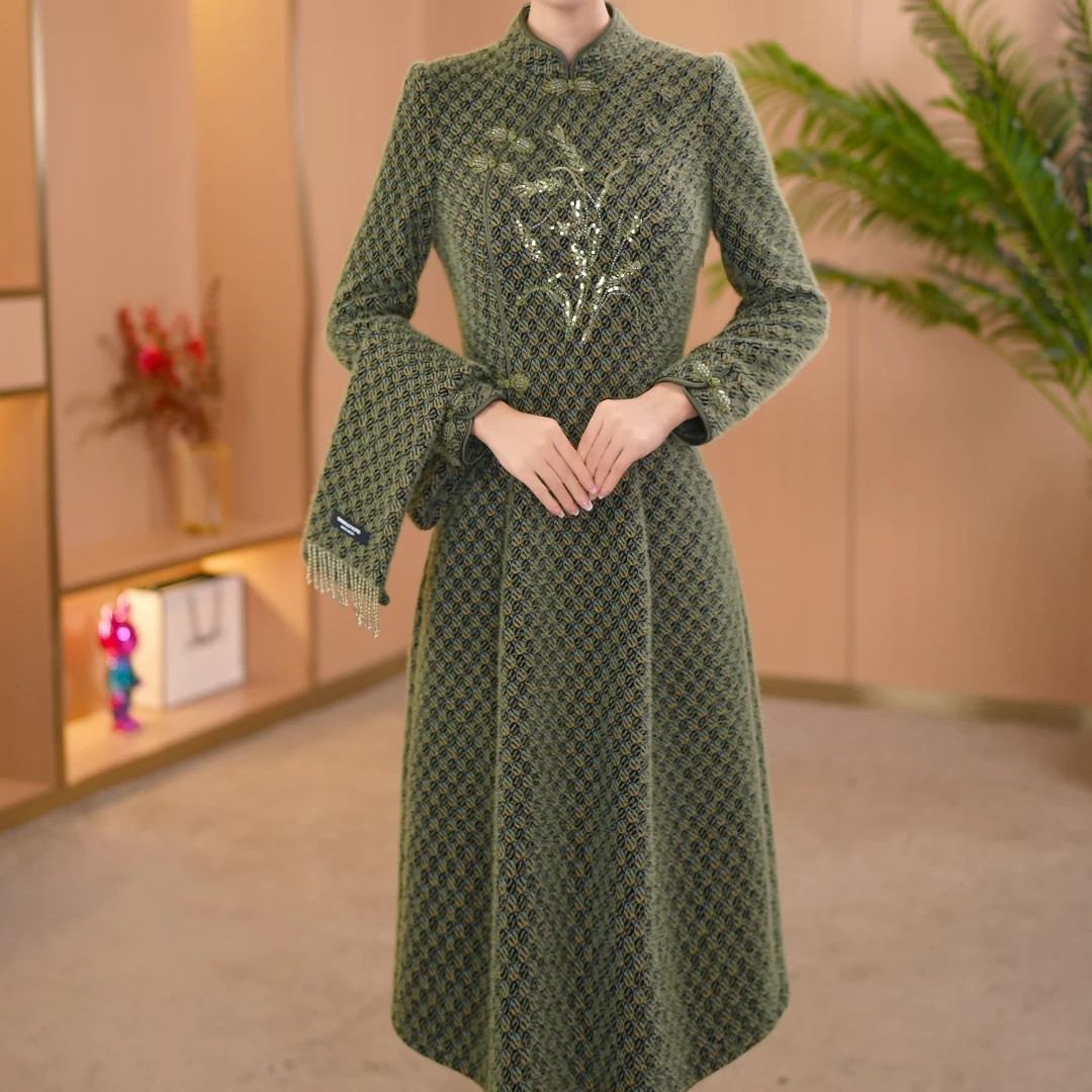 【宸紫女装】9251秋冬新款连衣裙遮肚子收腰显气质百搭