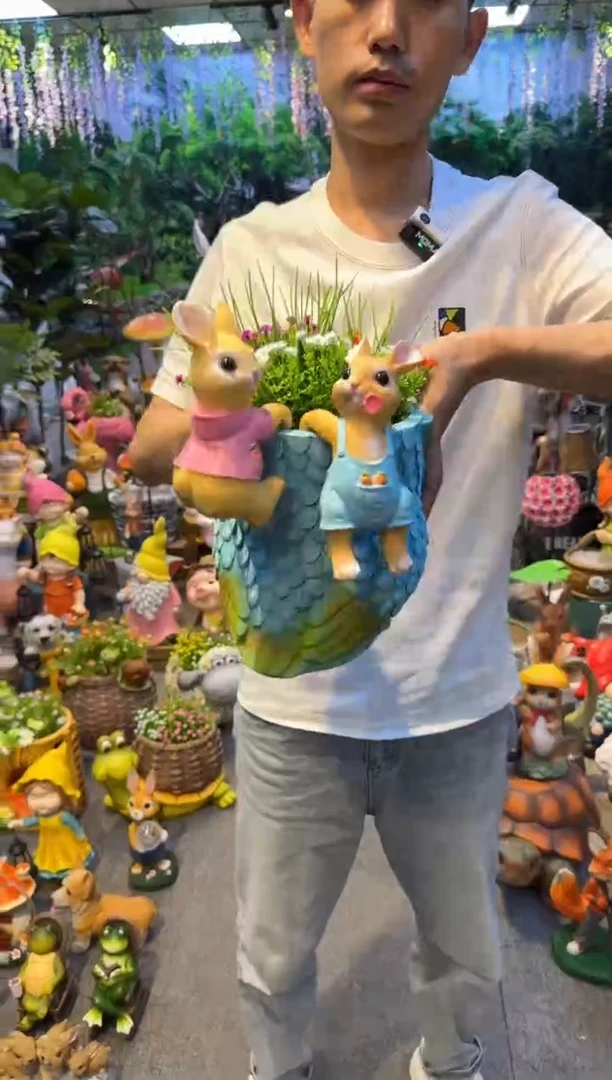 无花朵花园庭院摆件&00&挂钩兔