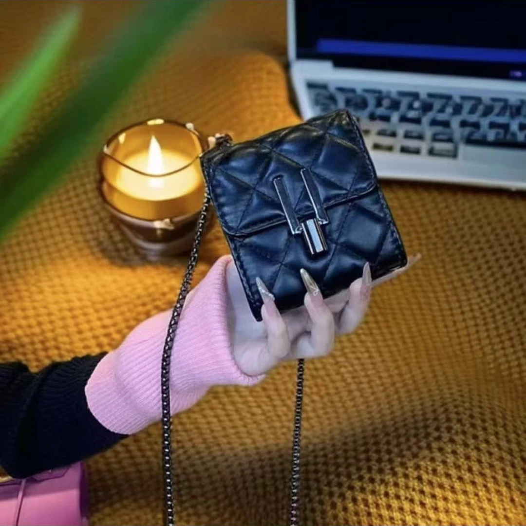 路易彼岸正品新款高级菱格链条包百搭单肩斜挎包迷你小方包口红包