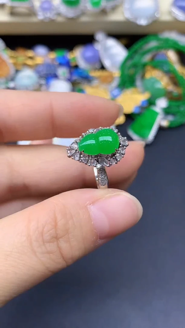 18K金镶嵌戒指翡翠398-翡翠雪姐天天见