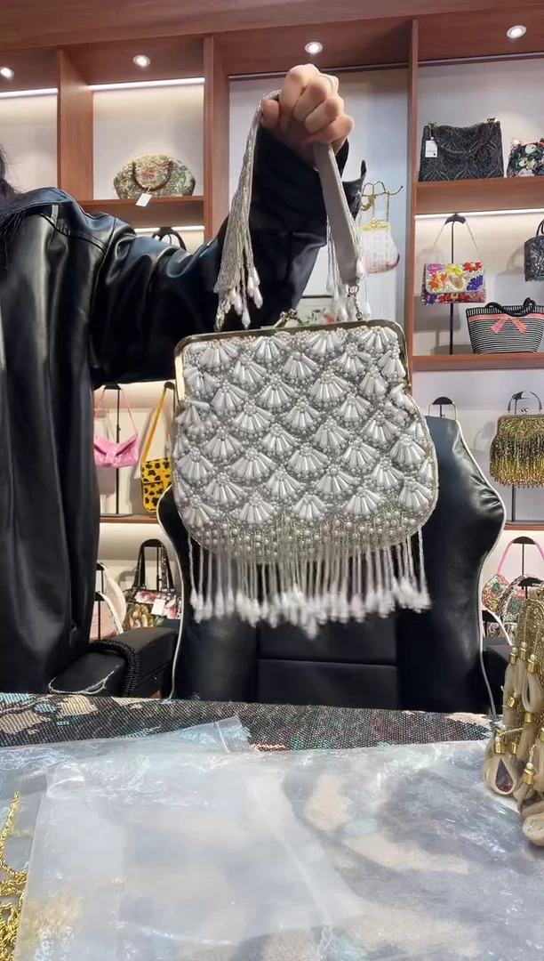 织物雾*手工珠珠包包腋下斜跨包手拿包手提晚宴包