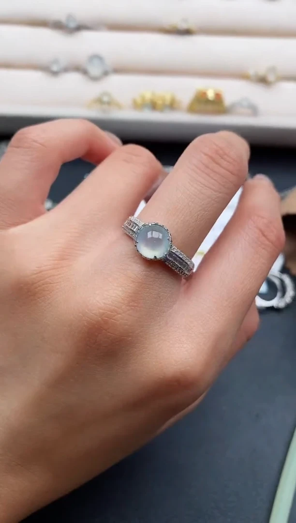 银S925镶嵌戒指翡翠3333333+9