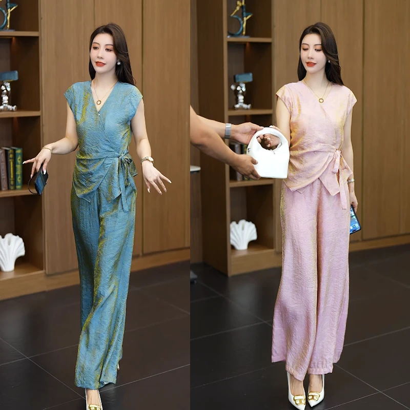 2025年夏季新款时尚气质修身显瘦收腰法式两件套套装