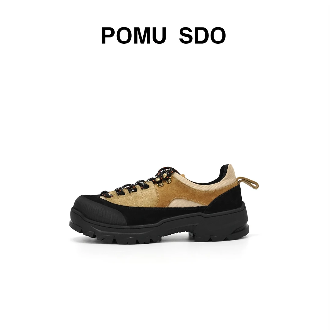 POMU SDO 25年新款厚底户外男士登山鞋增高系带短脸休闲鞋