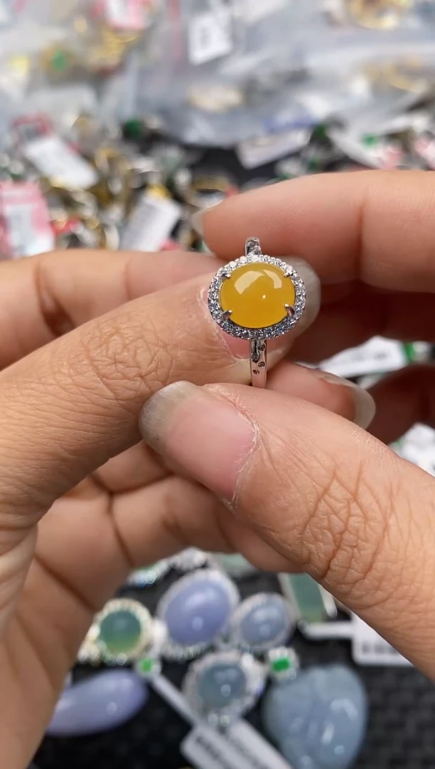 银S925镶嵌戒指翡翠555---1