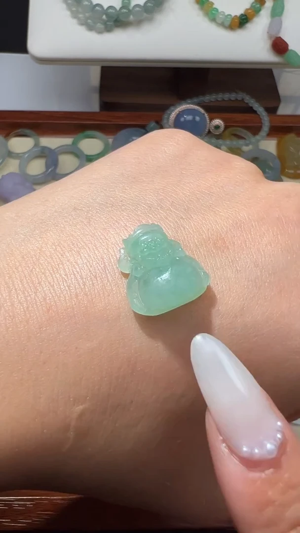 未镶嵌定制翡翠冰绿财神