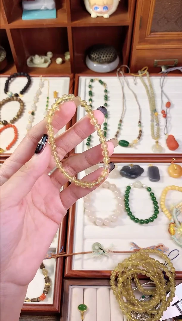 【闪购商品】发晶手链未镶嵌6mm金发晶素圈-微微瑕