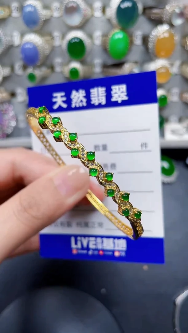 银S925镶嵌手镯翡翠362