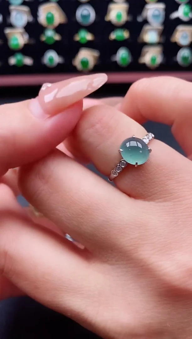 银S925镶嵌戒指翡翠1