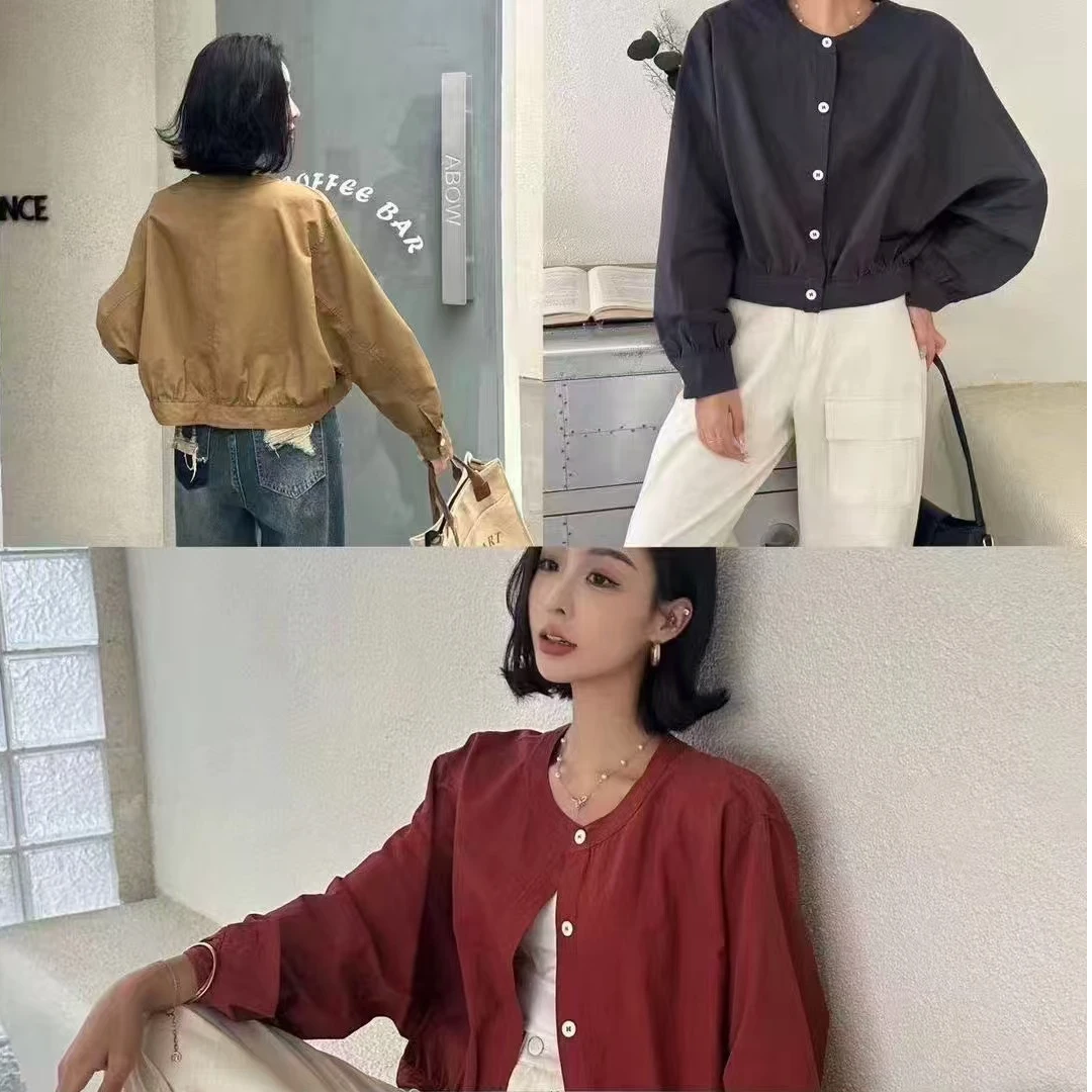301#2025新款百搭休闲圆领长袖外套上衣