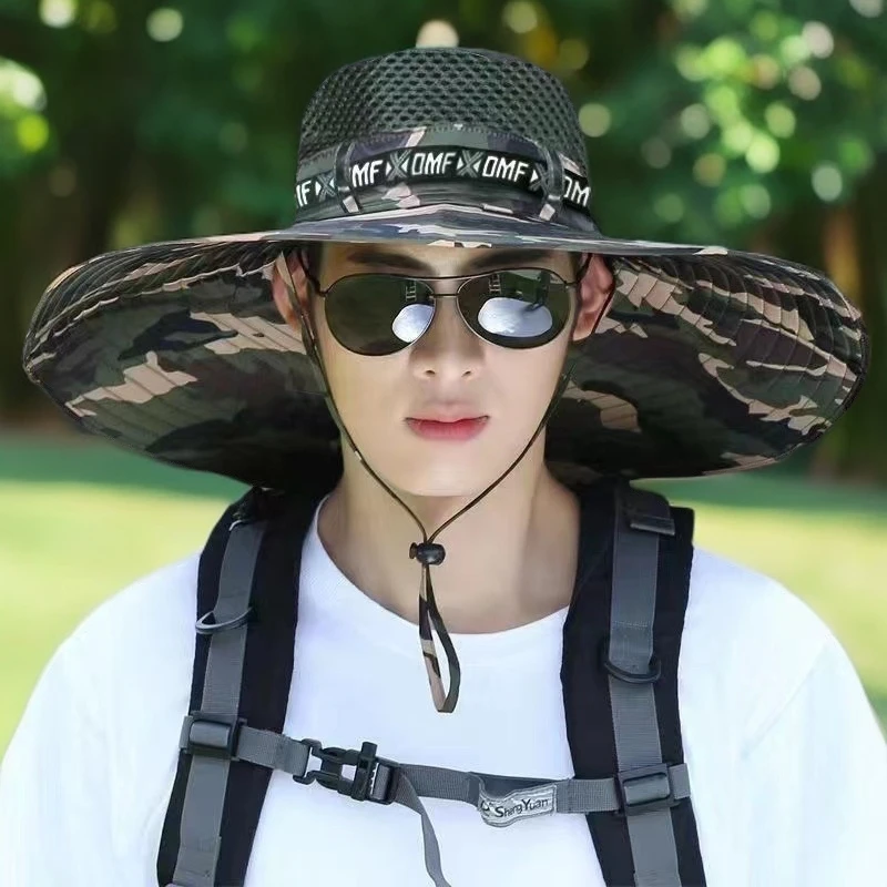 防晒力拉满男士渔夫帽2025新款大沿15cm遮阳户外钓鱼登山必备