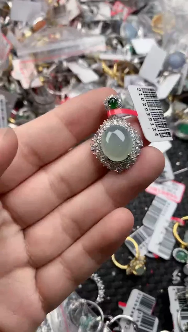 银S925镶嵌戒指翡翠888   5