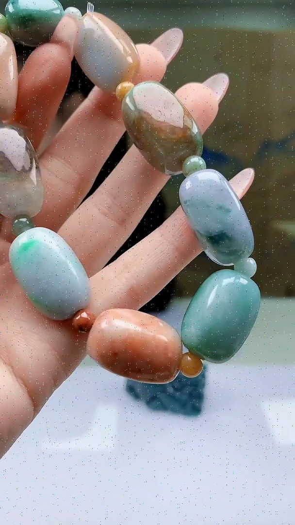 【闪购商品】定制翡翠未镶嵌4902ty-毛货手串86