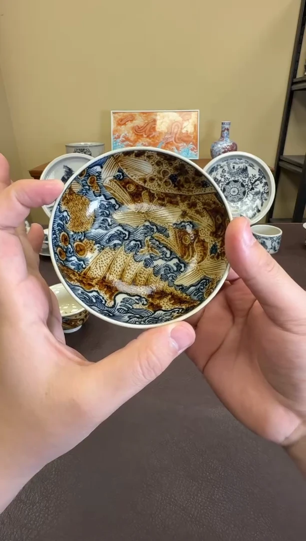 二号釉纯海浪纹普洱杯