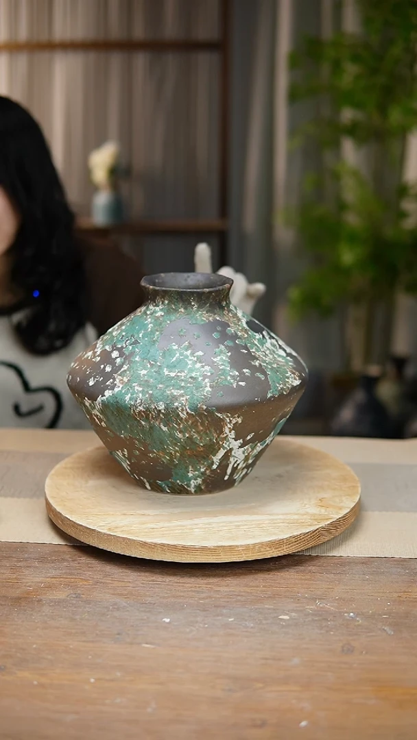 【闪购商品】陶瓷 花器涂鸦绿飞碟