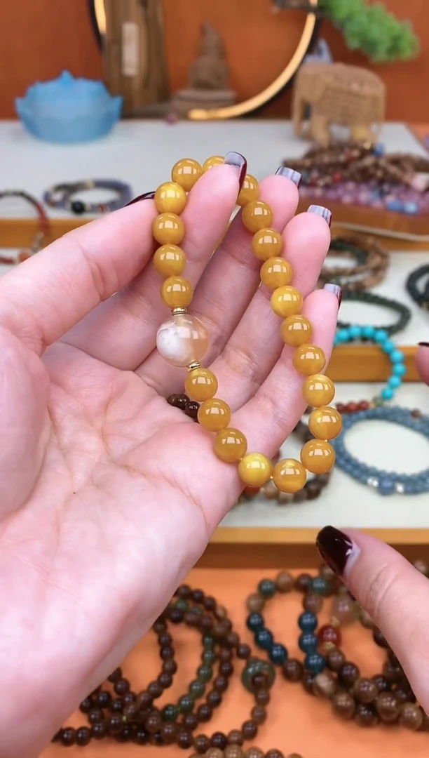 【闪购商品】蜜蜡手链未镶嵌单圈蜜蜡玛瑙手串