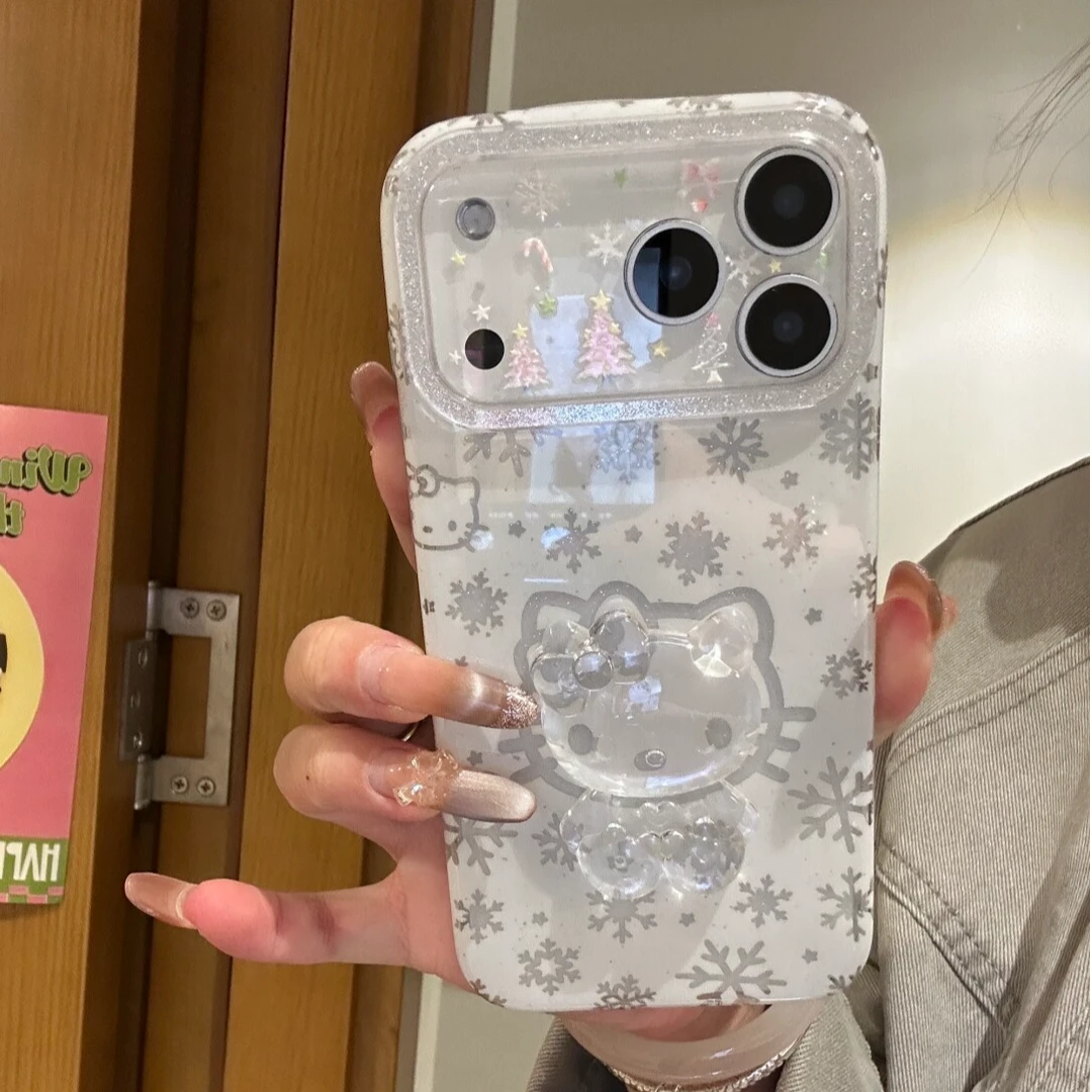 韩系雪花水晶kitty猫适用iphone17promax手机壳苹果15保护套14/13