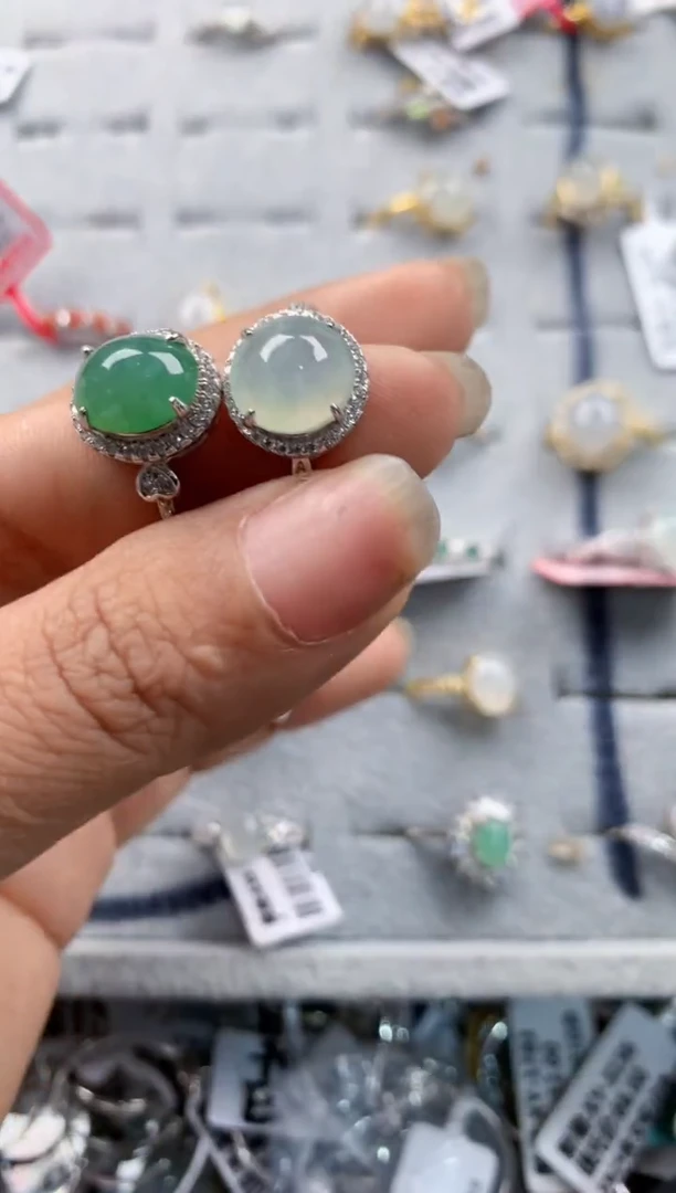 银S925镶嵌戒指翡翠777----2