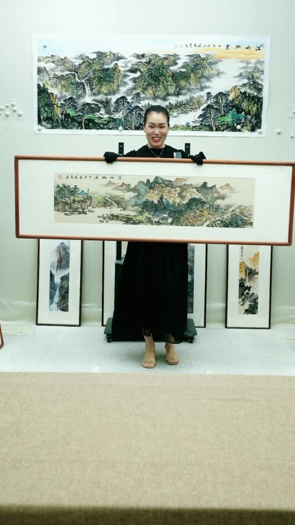 国画幸*173*53唐鹏高手绘山水带框