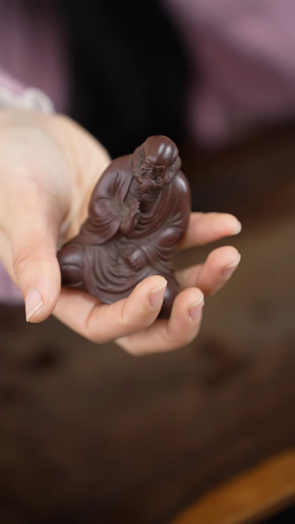 茶壶紫砂精工紫砂雕塑达摩像