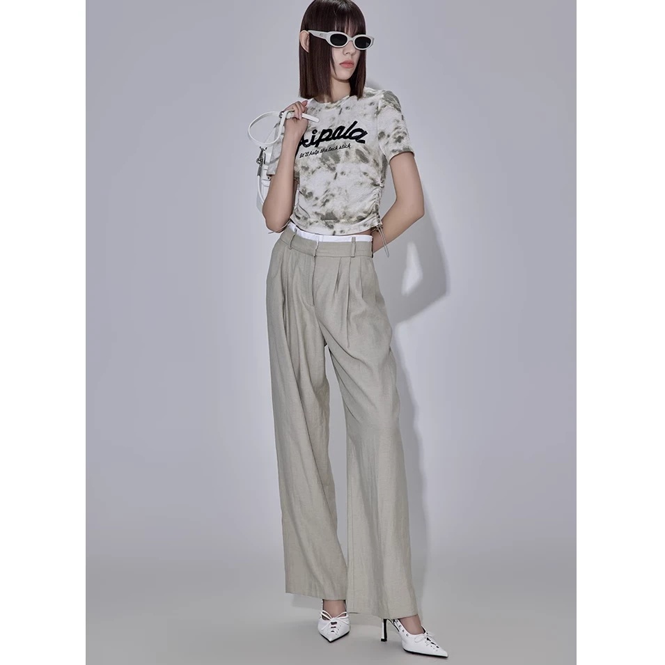 APL-腰头撞色设计垂坠感长裤1G0009