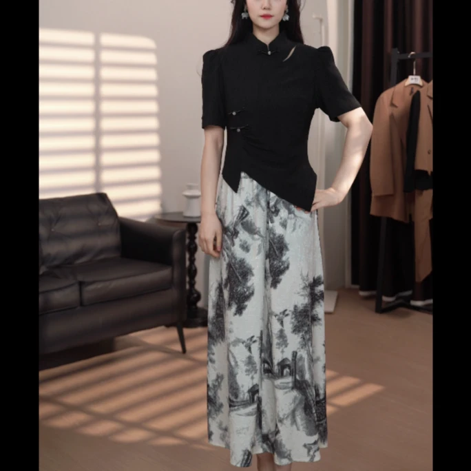 依帆专属T450-春季时尚气质女装碎花两件套女装