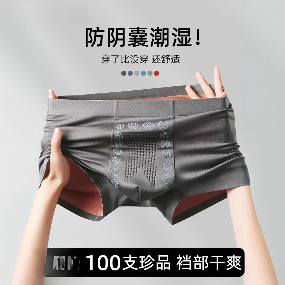 FANCBUDY男士内裤防阴囊蚕丝透气抗菌男款2025新款四角短裤头高档